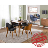Lumisource CH-AHOY WL+BK Ahoy Mid-Century Chair in Walnut and Black Faux Leather 